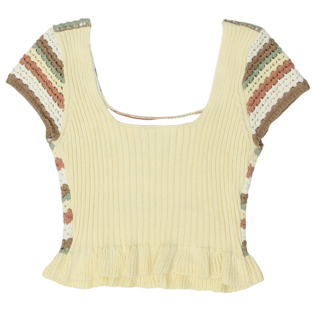 Y2K Crochet Stripe Crop Top