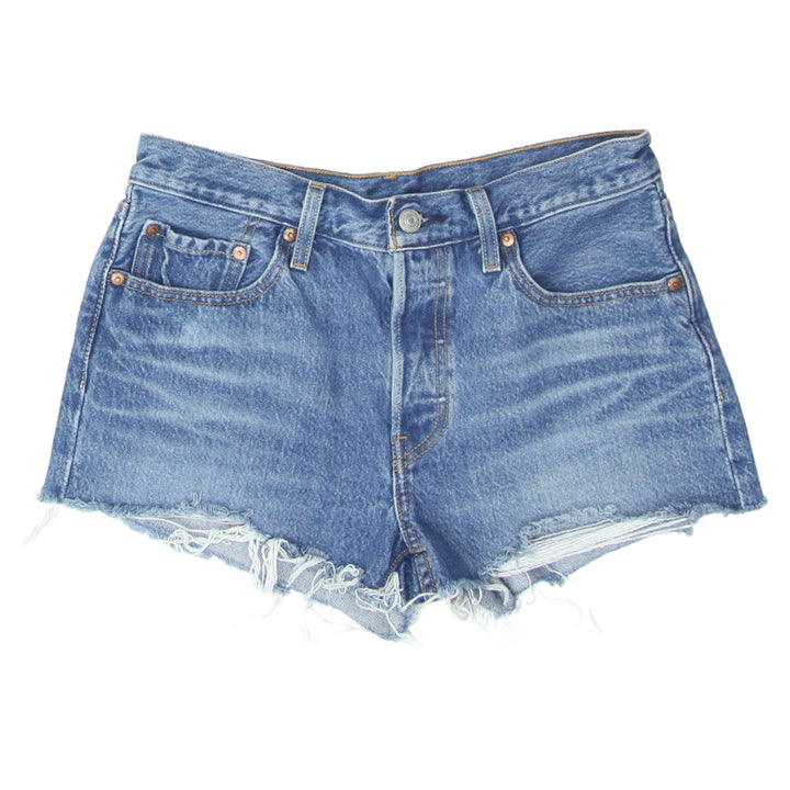 Ladies Levi Strauss # 501 Button Fly Frayed Denim Shorts