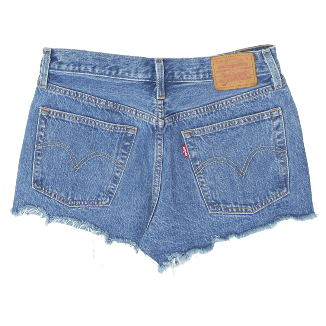 Ladies Levi Strauss # 501 Button Fly Frayed Denim Shorts