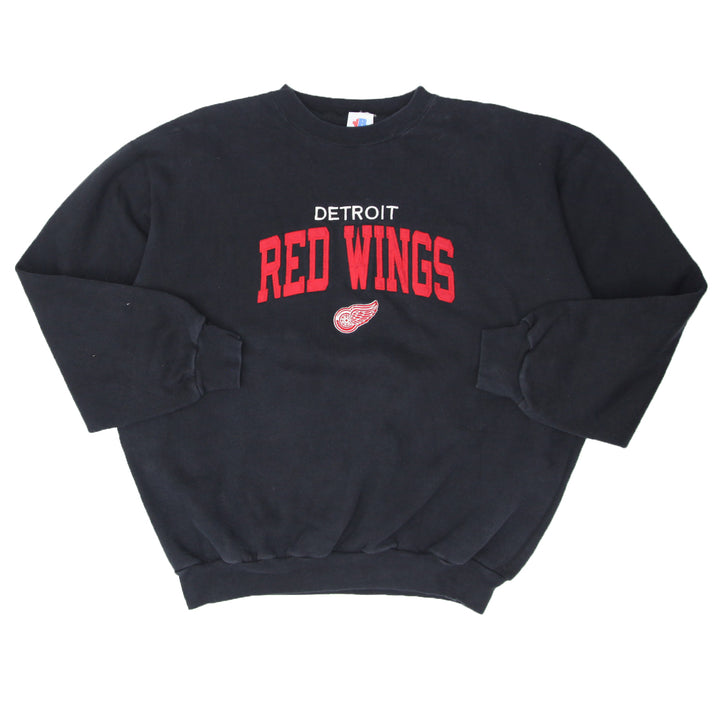 Vintage Detroit Red Wings Crewneck Sweatshirt Black Bulletin Athletic XL