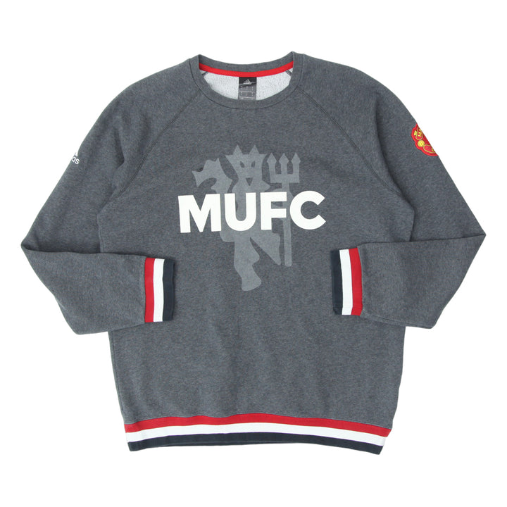 Mens Adidas MUFC Gray Crewneck Sweatshirt