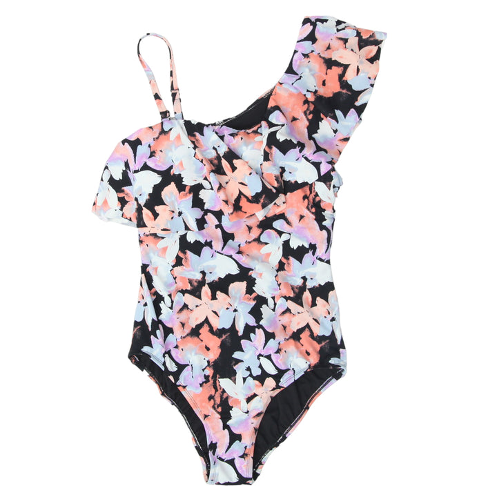 Ladies Time And Thru Ruffle Floral One Piece Swimsuit