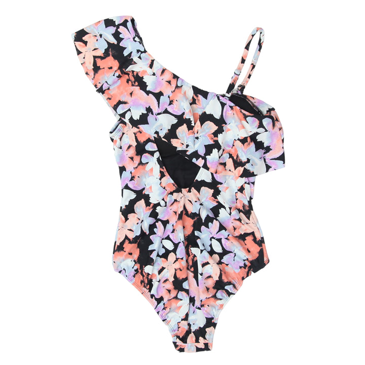 Ladies Time And Thru Ruffle Floral One Piece Swimsuit