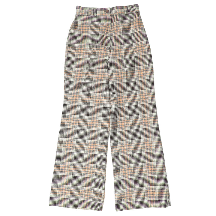 Vintage High Waist Plaid Flare Pants Ladies