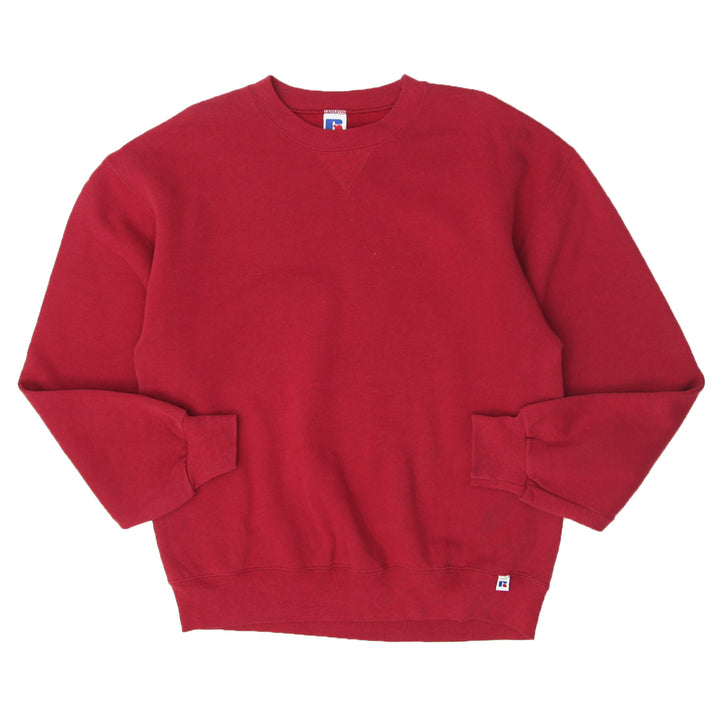 Vintage Russell Athletic Plain Crewneck Sweatshirt Red Large