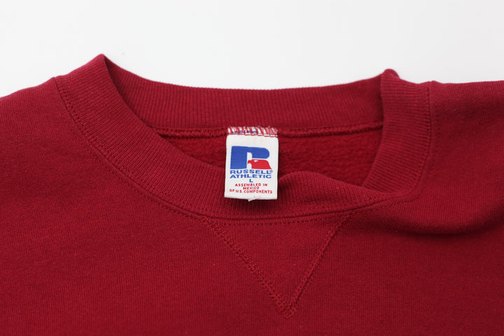 Vintage Russell Athletic Plain Crewneck Sweatshirt Red Large