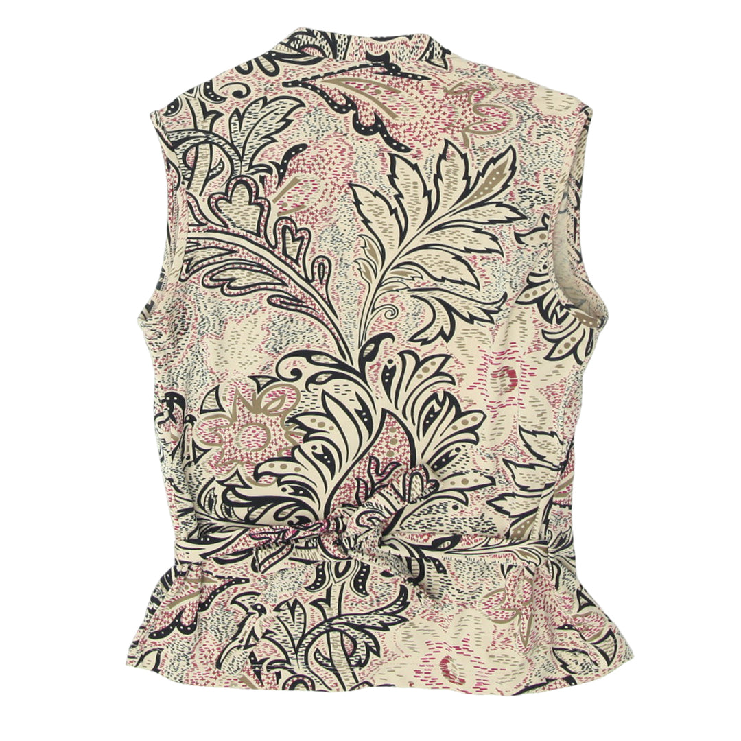 Y2K Sleeveless Wrap Printed Top