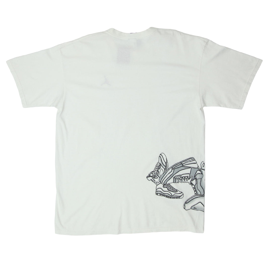 Mens Jordan Embroidered Shoe Print White T-Shirt