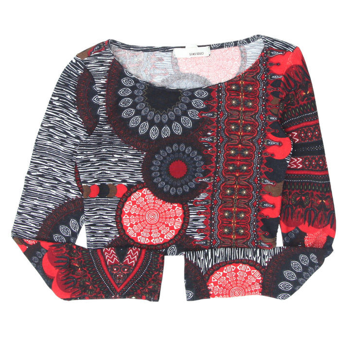 Ladies Printed Long Sleeve Crop Top