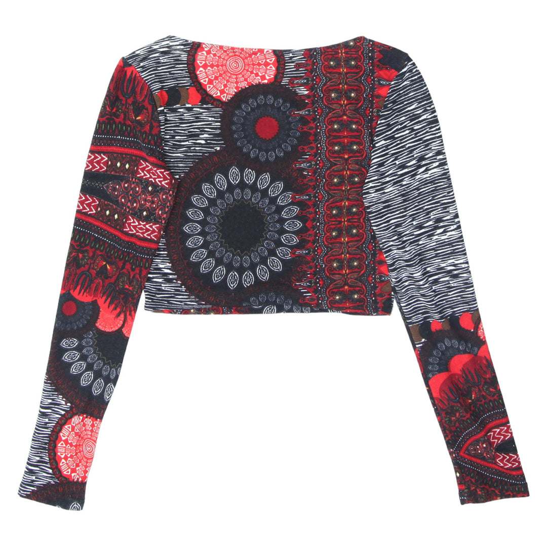 Ladies Printed Long Sleeve Crop Top