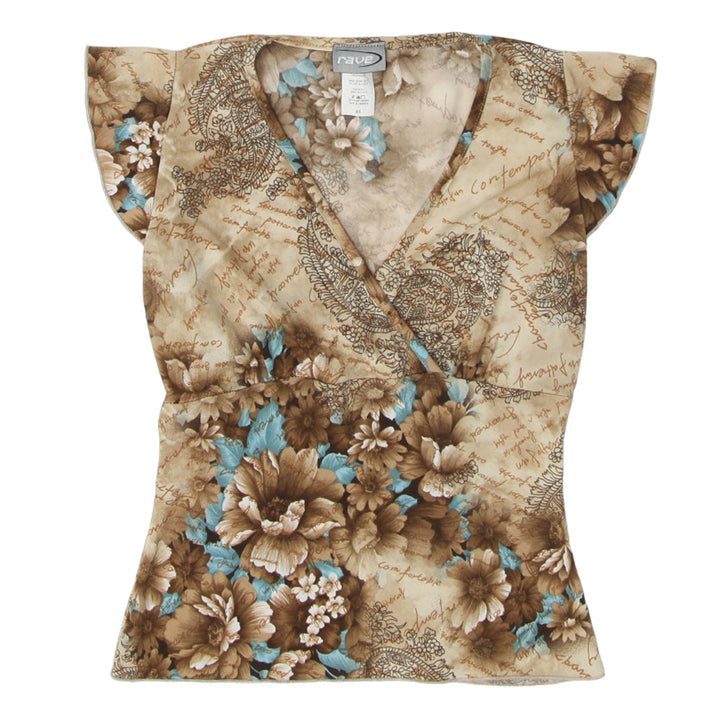 Y2K  Wrap Neck Floral Top