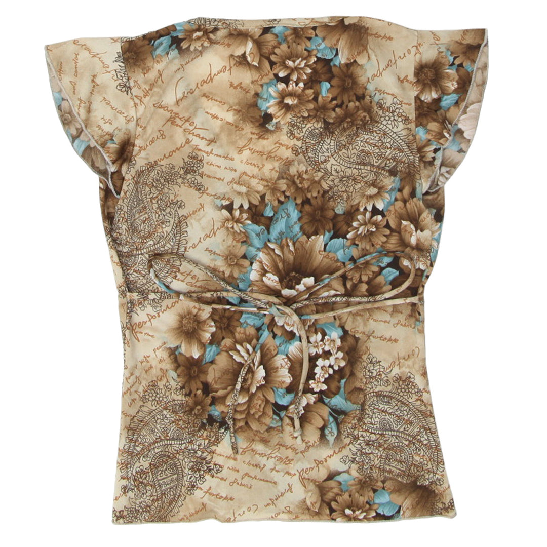 Y2K  Wrap Neck Floral Top