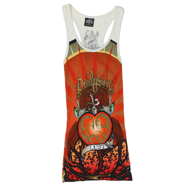 Y2K Deadly Sins Rhinestone Stretch Tank Top