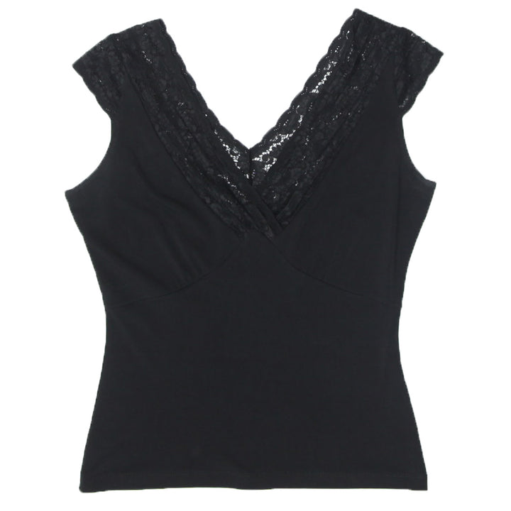 Y2K Lace Trim Black Top