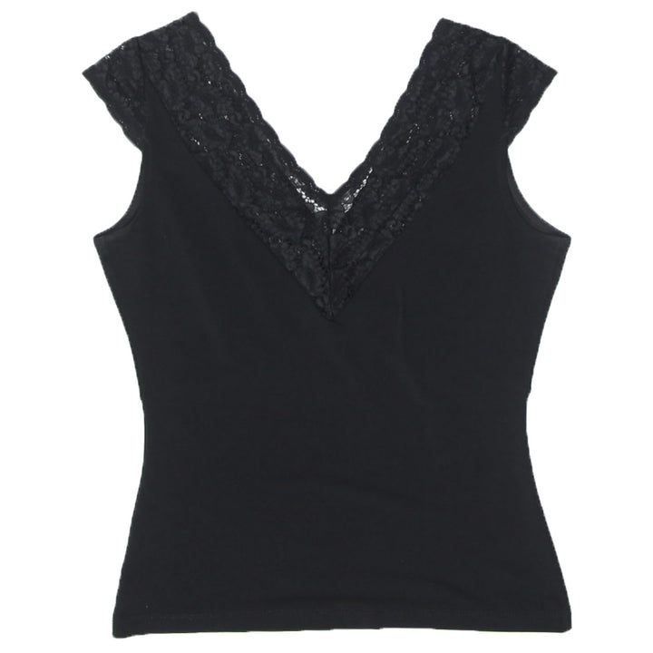 Y2K Lace Trim Black Top