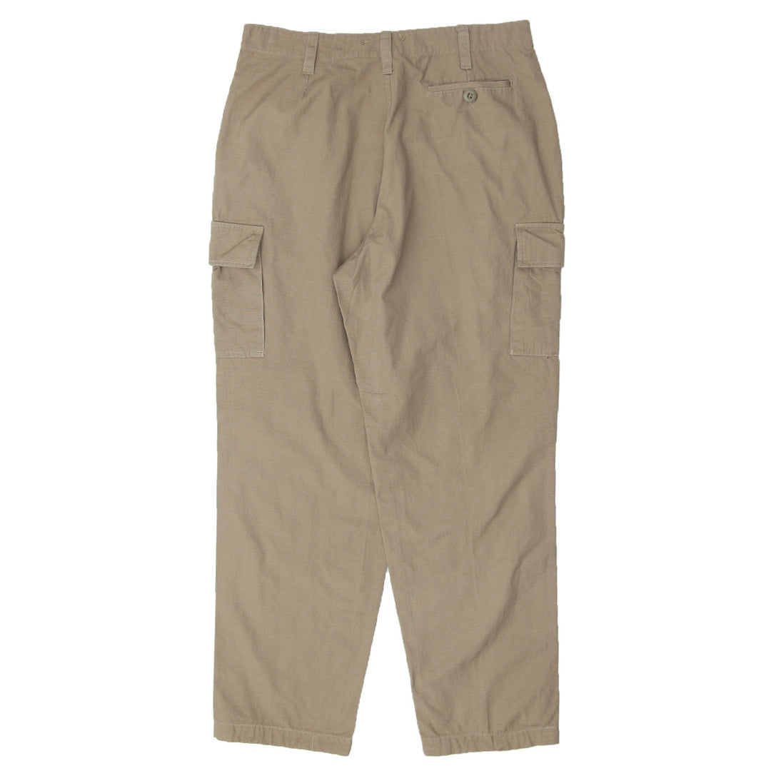 Ladies Ripstop High Waist Button Fly Brown Cargo Pants