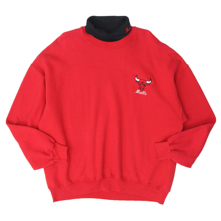 Vintage Chicago Bulls Embroidered High Neck Sweatshirt Red Chalk Line XXL