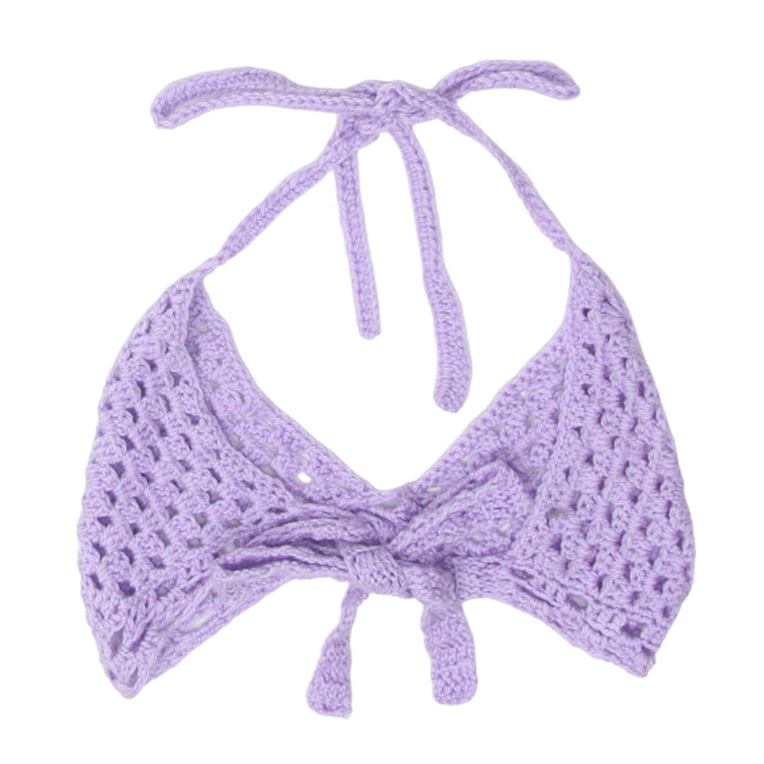 Y2K Crochet Halter Lavender Top