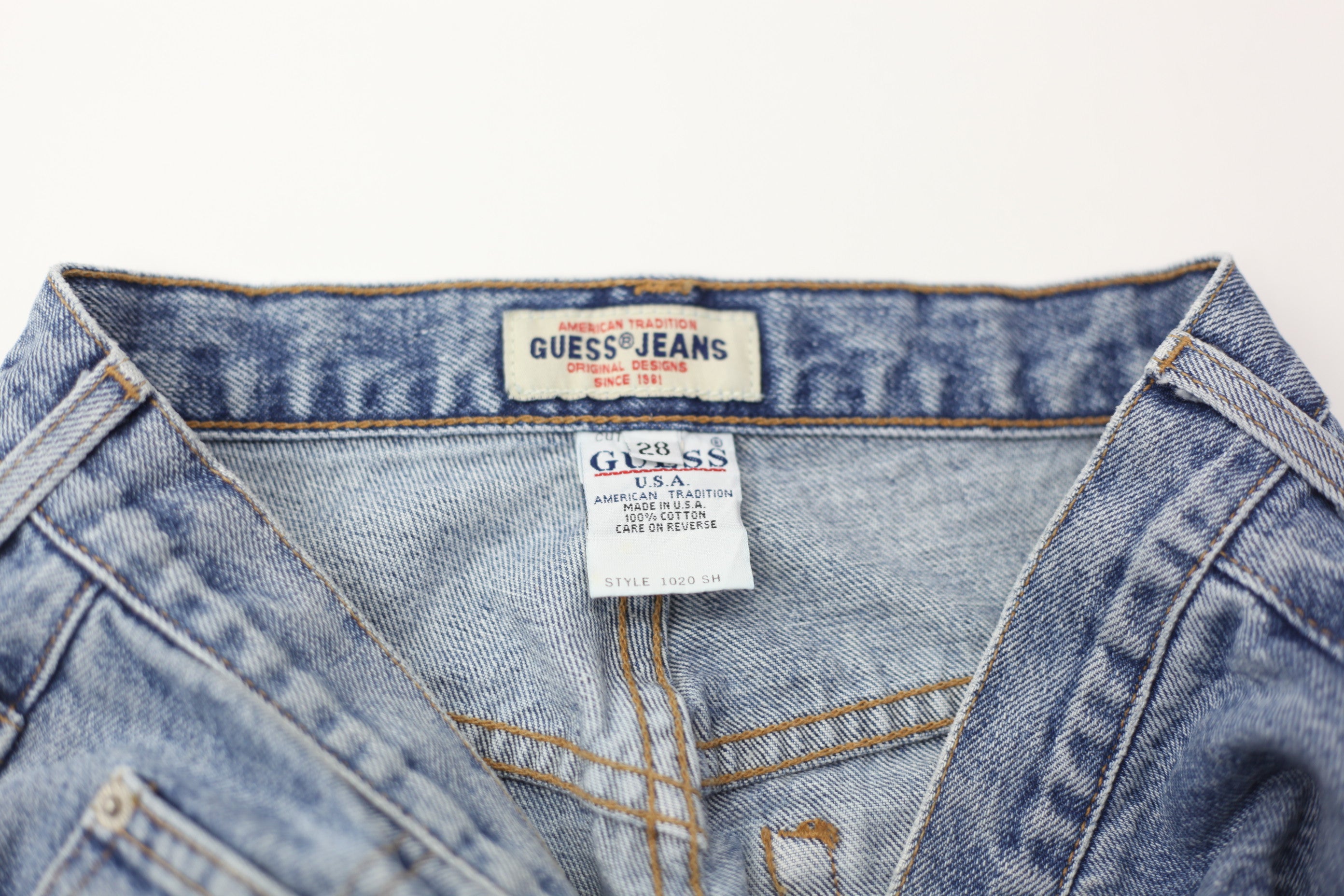 Vintage Guess Button Fly Ripped Straight Jeans Made in USA Fashion Rerun Vintage