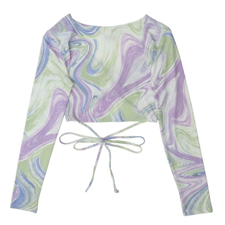 Ladies Just Polly Front Twisted Long Sleeve Crop Top