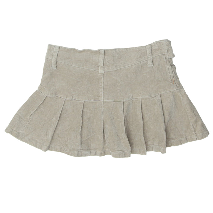 Y2K Pleated Corduroy Belted Mini Skirt