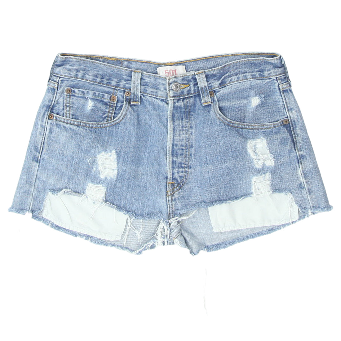 Ladies Levi Strauss 501 Ripped Denim Shorts Fashion Rerun Vintage