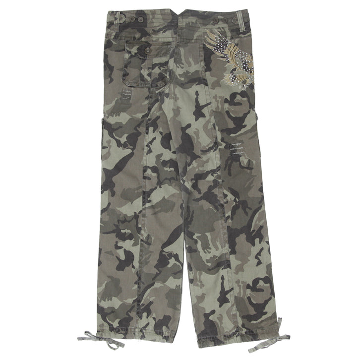 Y2K Cargo Embroidered Beaded Camouflage Pants