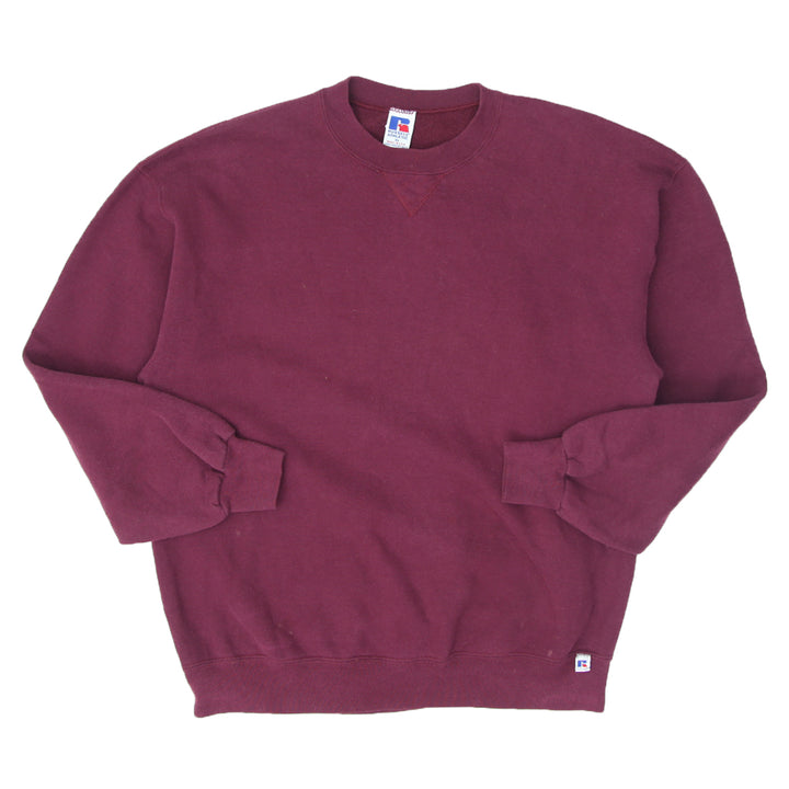 Vintage Russell Athletic Plain Crewneck  Sweatshirt Maroon XL