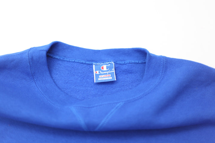 Vintage Champion Embroidered Crewneck Sweatshirt Made in USA Blue XXL