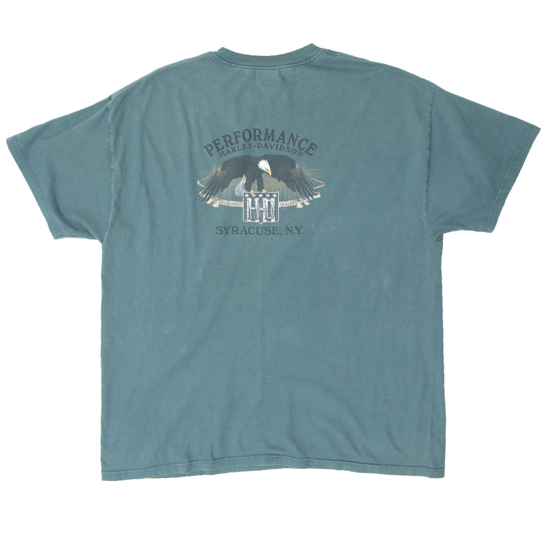 Mens Harley Davidson Bald Eagle Green T-shirt