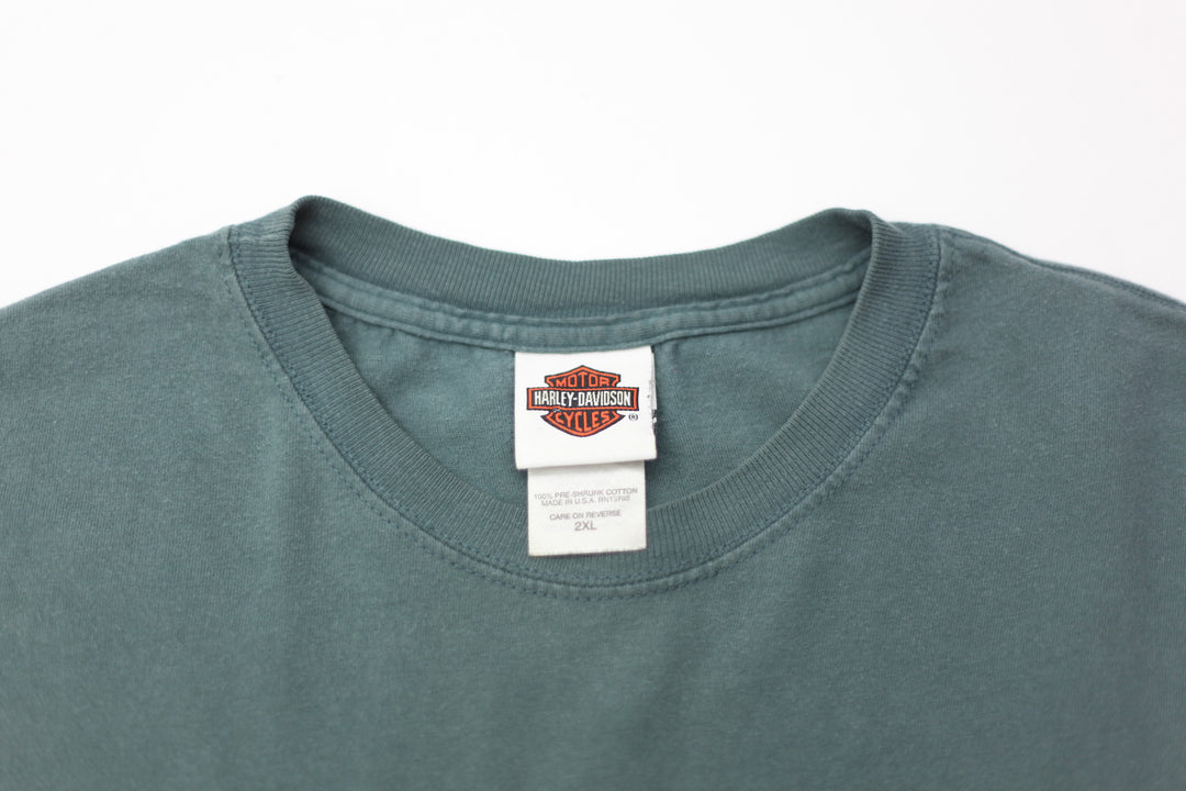 Mens Harley Davidson Bald Eagle Green T-shirt