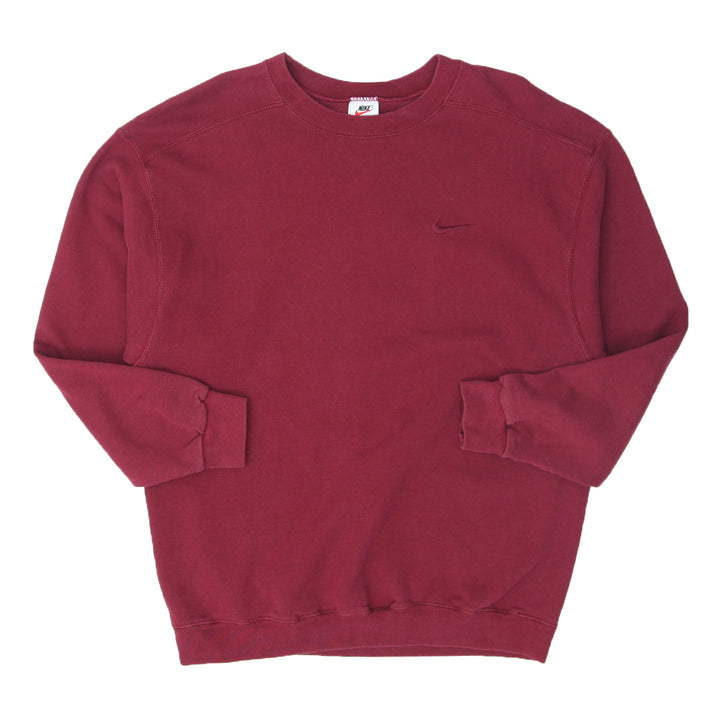 Vintage Nike 90's Swoosh Embroidered Crewneck Sweatshirt Maroon M