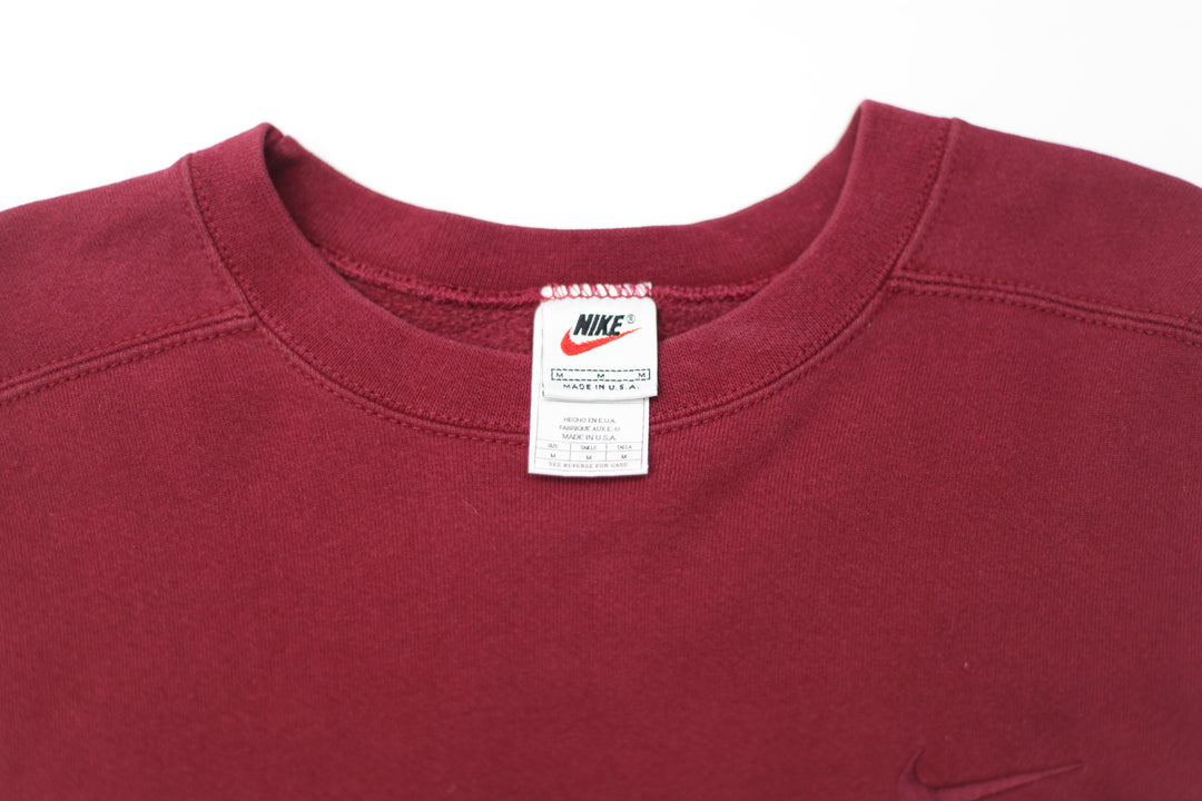 Vintage Nike 90's Swoosh Embroidered Crewneck Sweatshirt Maroon M