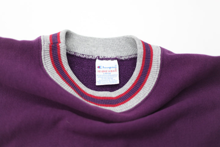 Vintage Champion Reverse Weave Embroidered Spell Out Purple Sweatshirt