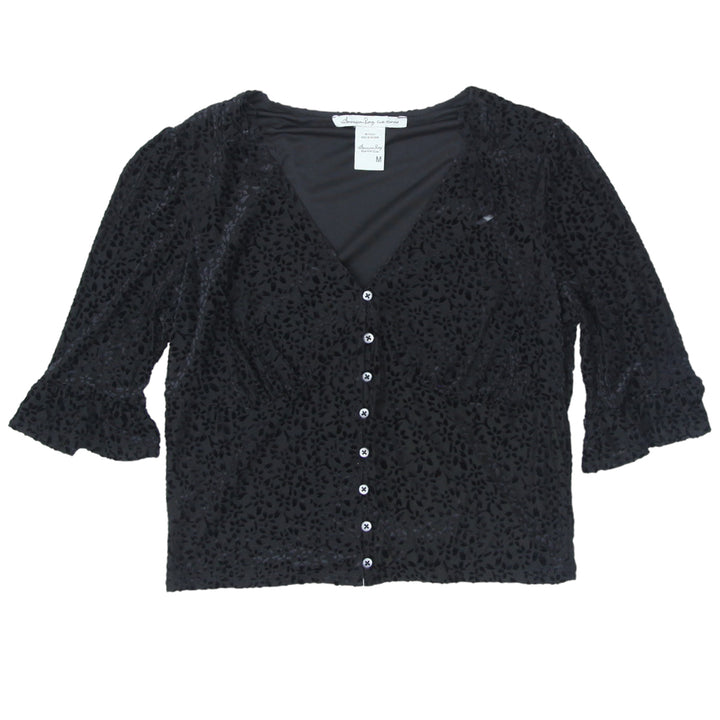 Ladies V-Neck Velvet  Blouse Top