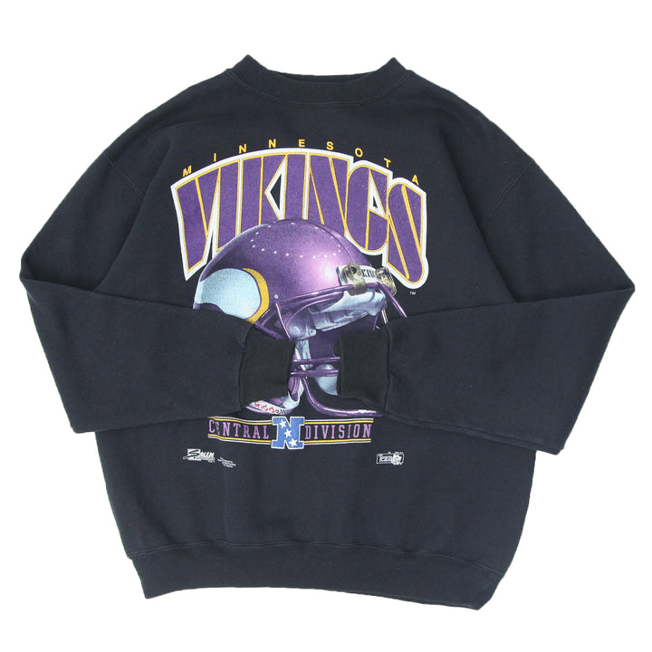 1991 Vintage Minnesota Vikings Crewneck Sweatshirt Black Made In USA