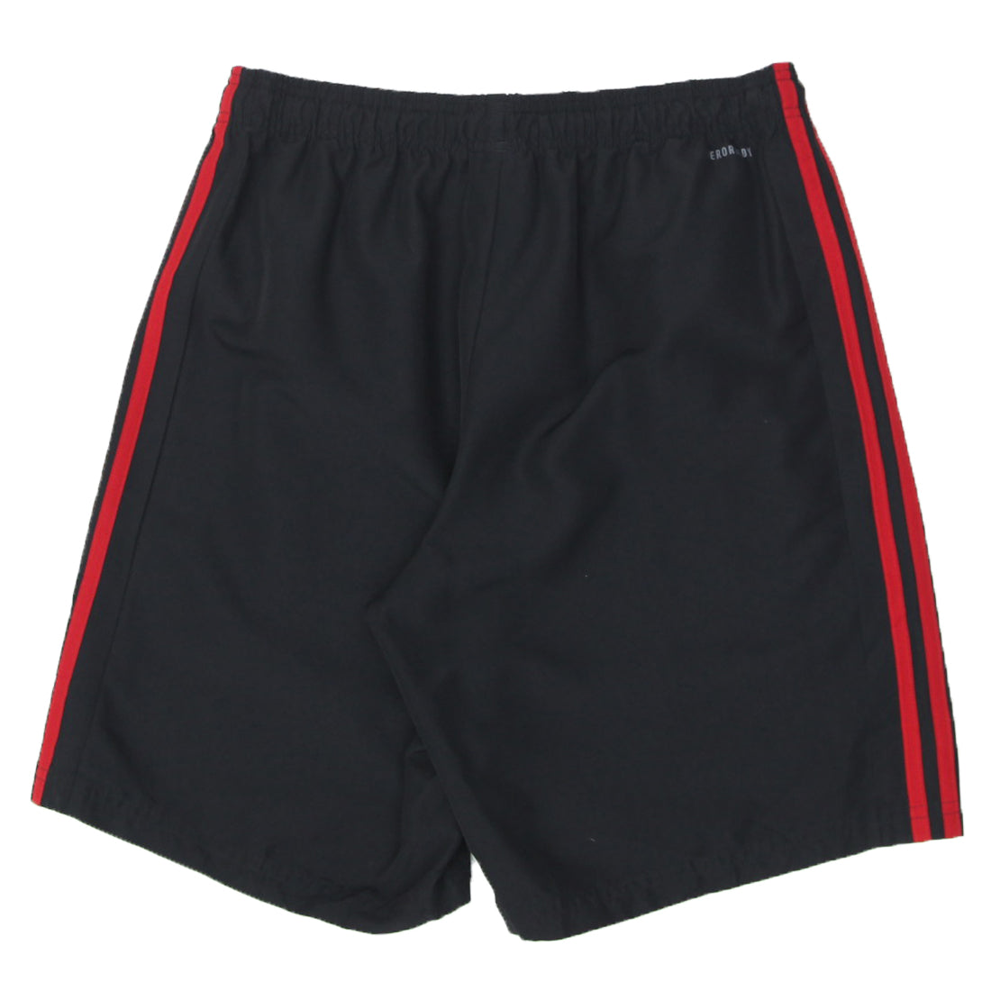 Black adidas shorts with red stripes best sale