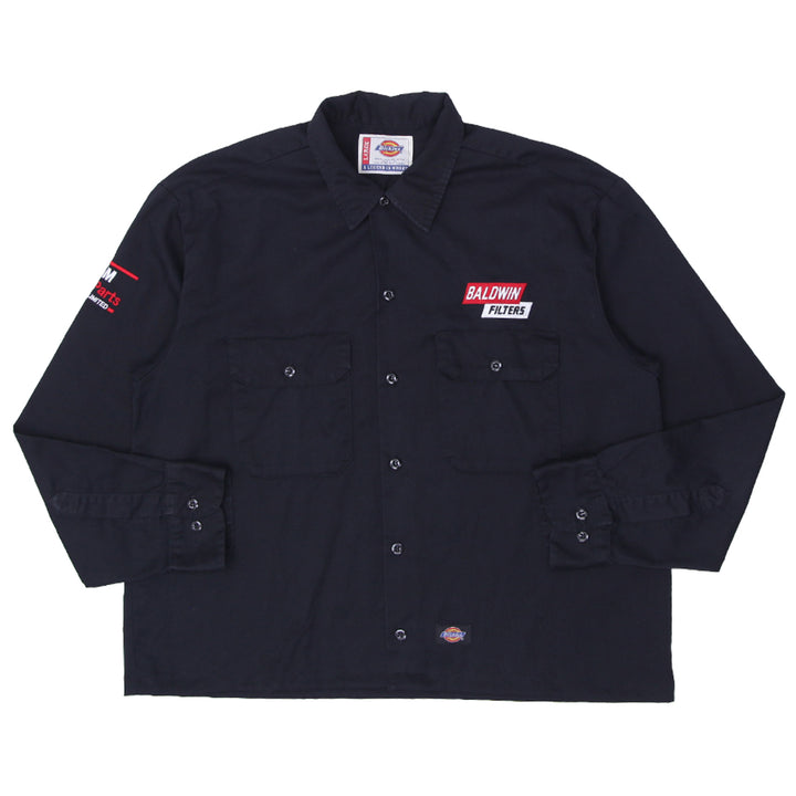 Dickies Black "Baldwin Filters" Button-Up Work Shirt, Customized