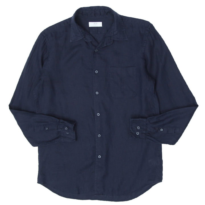 Mens Uniqlo Button Long Sleeve Linen Shirt