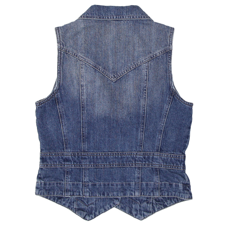 Ladies Floral & Stoned Denim Vest