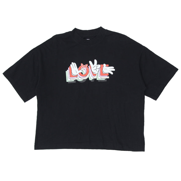 Ladies Uniqlo Minnie Mouse Love Black Oversized T-Shirt