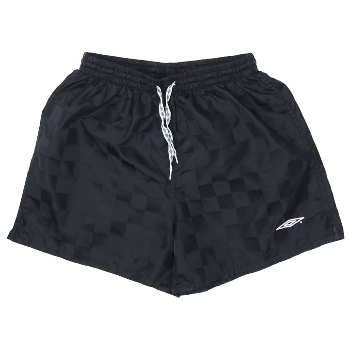 Mens Umbro Black Plaid Black Nylon Shorts