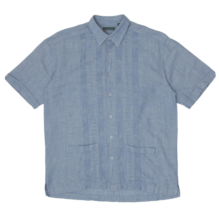 Mens Cubavera Embroidered Short Sleeve Linen Shirt