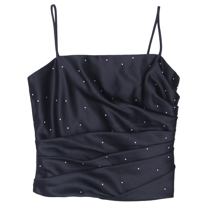 Y2K Strappy Stoned Black Top