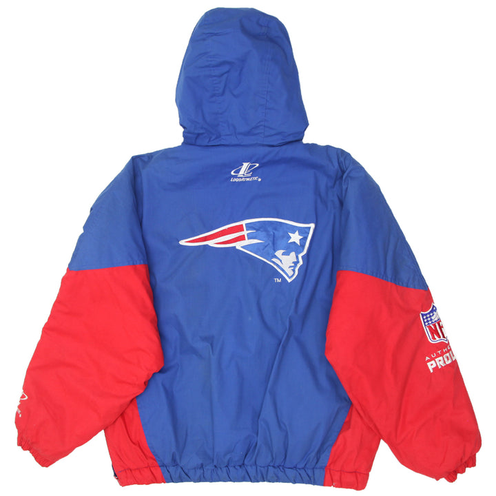 Vintage Logo Athletic NFL New England Patriots 1/2 Zip Hooded Quilted Jacket