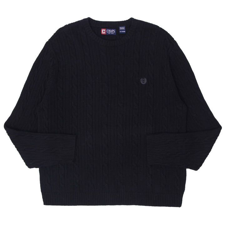 Mens Chaps Cable Knit Black Sweater