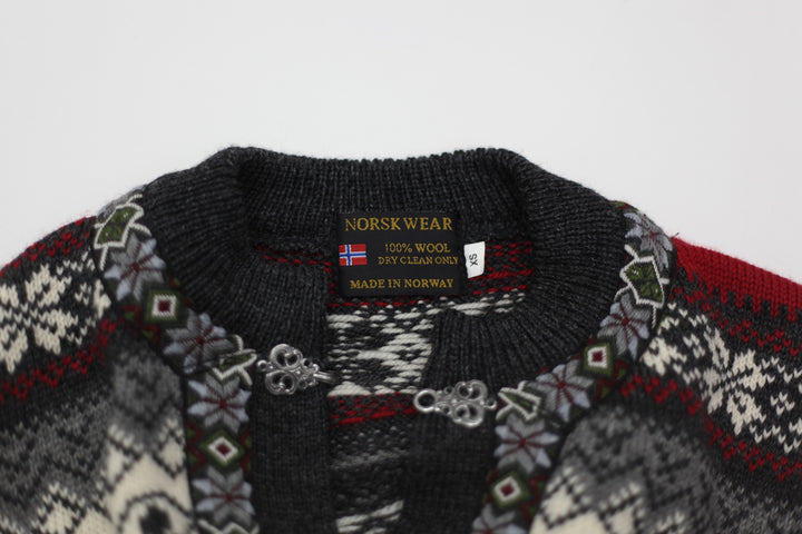Vintage Norsk Wear 100% Wool Cardigan Sweater