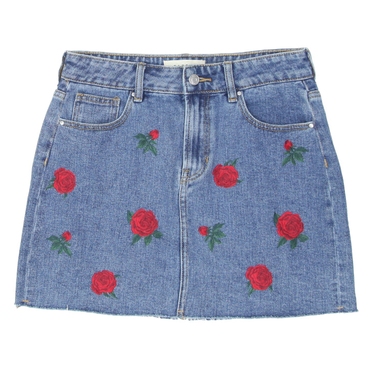 Ladies Pacsun Embroidered Denim Mini Skirt