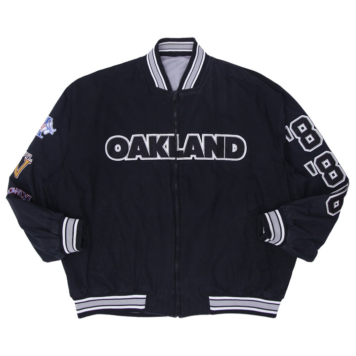 Vintage NFL Oakland Riders Super Bowl Reversible Gray / Black Jacket XXL