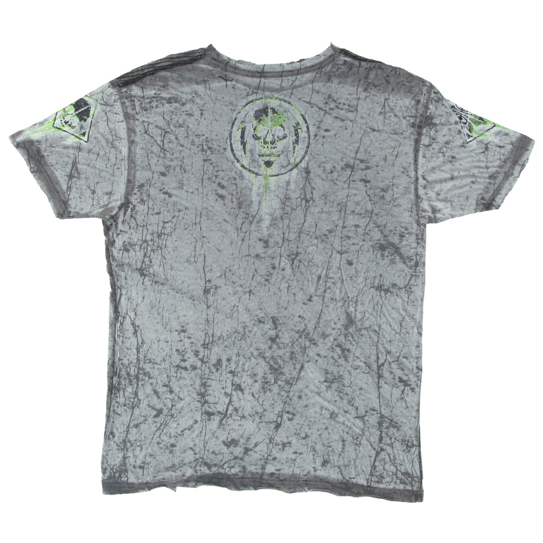 Mens Y2K Affliction Tie Dye Distressed T-Shirt